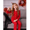 image:imageSWOMOG Matching Family Christmas Pajamas Set Long Sleeve Festival Party Pj Set ButtonDown Sleepwear Soft NightwearRed