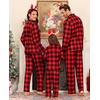 image:imageSWOMOG Matching Family Christmas Pajamas Set Long Sleeve Festival Party Pj Set ButtonDown Sleepwear Soft NightwearRed Plaid