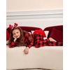 image:imageSWOMOG Matching Family Christmas Pajamas Set Long Sleeve Festival Party Pj Set ButtonDown Sleepwear Soft NightwearRed Plaid