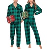 image:imageSWOMOG Matching Family Christmas Pajamas Set Long Sleeve Festival Party Pj Set ButtonDown SleepwearBig Green Plaid