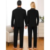 image:imageSWOMOG Matching Family Christmas Pajamas Set Long Sleeve Festival Party Pj Set ButtonDown SleepwearBlack
