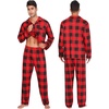 image:imageSWOMOG Matching Family Christmas Pajamas Set Long Sleeve Festival Party Pj Set ButtonDown SleepwearRed With Black Big Grid