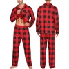 image:imageSWOMOG Matching Family Christmas Pajamas Set Long Sleeve Festival Party Pj Set ButtonDown SleepwearRed With Black Big Grid