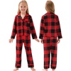image:imageSWOMOG Matching Family Christmas Pajamas Set Long Sleeve Festival Party Pj Set ButtonDown SleepwearRed With Black Big Grid