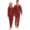 image:imageSWOMOG Matching Family Christmas Pajamas Set Long Sleeve Festival Party Pj Set ButtonDown SleepwearRed With Black Plaid