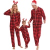 image:imageSWOMOG Matching Family Christmas Pajamas Set Long Sleeve Festival Party Pj Set ButtonDown SleepwearRed With Black Plaid