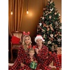 image:imageSWOMOG Matching Family Christmas Pajamas Set Long Sleeve Festival Party Pj Set ButtonDown SleepwearRed With Black Plaid