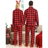 image:imageSWOMOG Matching Family Christmas Pajamas Set Long Sleeve Festival Party Pj Set ButtonDown SleepwearRed With Black Plaid