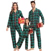 image:imageSWOMOG Matching Family Christmas Pajamas Set Long Sleeve Festival Party Pj Set ButtonDown SleepwearRed With Green Grid