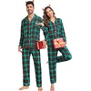 image:imageSWOMOG Matching Family Christmas Pajamas Set Long Sleeve Festival Party Pj Set ButtonDown SleepwearRed With Green Grid