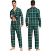 image:imageSWOMOG Matching Family Christmas Pajamas Set Long Sleeve Festival Party Pj Set ButtonDown SleepwearRed With Green Grid