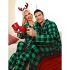 image:imageSWOMOG Matching Family Christmas Pajamas Set Long Sleeve Festival Party Pj Set ButtonDown SleepwearSmall Green Grid