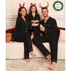 image:imageSWOMOG Matching Family Christmas Pajamas Set Modal Long Sleeve ButtonDown Sleepwear Family Festival Party Xmas PJs SetsBlack