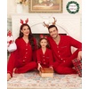 image:imageSWOMOG Matching Family Christmas Pajamas Set Modal Long Sleeve ButtonDown Sleepwear Family Festival Party Xmas PJs SetsChristmas Red