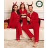 image:imageSWOMOG Matching Family Christmas Pajamas Set Modal Long Sleeve ButtonDown Sleepwear Family Festival Party Xmas PJs SetsChristmas Red