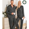 image:imageSWOMOG Matching Family Christmas Pajamas Set Modal Long Sleeve ButtonDown Sleepwear Family Festival Party Xmas PJs SetsDeep Grey