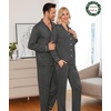 image:imageSWOMOG Matching Family Christmas Pajamas Set Modal Long Sleeve ButtonDown Sleepwear Family Festival Party Xmas PJs SetsDeep Grey