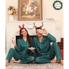 image:imageSWOMOG Matching Family Christmas Pajamas Set Modal Long Sleeve ButtonDown Sleepwear Family Festival Party Xmas PJs SetsGreen Christmas Elk