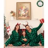 image:imageSWOMOG Matching Family Christmas Pajamas Set Modal Long Sleeve ButtonDown Sleepwear Family Festival Party Xmas PJs SetsGreen With Black Grid
