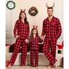 image:imageSWOMOG Matching Family Christmas Pajamas Set Modal Long Sleeve ButtonDown Sleepwear Family Festival Party Xmas PJs SetsRed Black Grid Size 1213