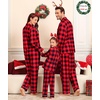 image:imageSWOMOG Matching Family Christmas Pajamas Set Modal Long Sleeve ButtonDown Sleepwear Family Festival Party Xmas PJs SetsRed Black Grid Size 1213