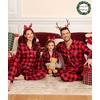 image:imageSWOMOG Matching Family Christmas Pajamas Set Modal Long Sleeve ButtonDown Sleepwear Family Festival Party Xmas PJs SetsRed Black Grid Size 1213