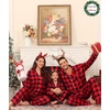 image:imageSWOMOG Matching Family Christmas Pajamas Set Modal Long Sleeve ButtonDown Sleepwear Family Festival Party Xmas PJs SetsRed Black Grid Size 1213