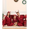 image:imageSWOMOG Matching Family Christmas Pajamas Set Modal Long Sleeve ButtonDown Sleepwear Family Festival Party Xmas PJs SetsRed Black Grid Size 1213