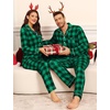 image:imageSWOMOG Matching Family Pajama Set Couple Christmas Printed Sleepwear Xmas Long Sleeve Lounge Set Men amp Women Pjs SetBlack Green Plaid