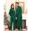 image:imageSWOMOG Matching Family Pajama Set Couple Christmas Printed Sleepwear Xmas Long Sleeve Lounge Set Men amp Women Pjs SetBlack Green Plaid