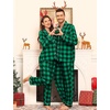 image:imageSWOMOG Matching Family Pajama Set Couple Christmas Printed Sleepwear Xmas Long Sleeve Lounge Set Men amp Women Pjs SetBlack Green Plaid