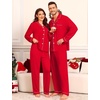 image:imageSWOMOG Matching Family Pajama Set Couple Christmas Printed Sleepwear Xmas Long Sleeve Lounge Set Men amp Women Pjs SetRed
