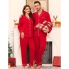 image:imageSWOMOG Matching Family Pajama Set Couple Christmas Printed Sleepwear Xmas Long Sleeve Lounge Set Men amp Women Pjs SetRed