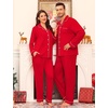 image:imageSWOMOG Matching Family Pajama Set Couple Christmas Printed Sleepwear Xmas Long Sleeve Lounge Set Men amp Women Pjs SetRed