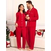 image:imageSWOMOG Matching Family Pajama Set Couple Christmas Printed Sleepwear Xmas Long Sleeve Lounge Set Men amp Women Pjs SetRed