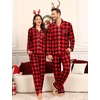 image:imageSWOMOG Matching Family Pajama Set Couple Christmas Printed Sleepwear Xmas Long Sleeve Lounge Set Men amp Women Pjs SetRed Black Plaid