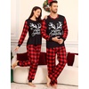 image:imageSWOMOG Matching Family Pajama Set Couple Christmas Printed Sleepwear Xmas Long Sleeve Lounge Set Men amp Women Pjs SetRed Christmas Elk