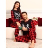 image:imageSWOMOG Matching Family Pajama Set Couple Christmas Printed Sleepwear Xmas Long Sleeve Lounge Set Men amp Women Pjs SetRed Christmas Elk