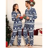 image:imageSWOMOG Matching Family Pajama Set Couple Christmas Printed Sleepwear Xmas Long Sleeve Lounge Set Men amp Women Pjs SetSnow Hatbuttons