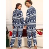 image:imageSWOMOG Matching Family Pajama Set Couple Christmas Printed Sleepwear Xmas Long Sleeve Lounge Set Men amp Women Pjs SetSnow Hatbuttons