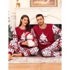 image:imageSWOMOG Matching Family Pajama Set Couple Christmas Printed Sleepwear Xmas Long Sleeve Lounge Set Men amp Women Pjs SetWine Red Tree