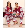 image:imageSWOMOG Matching Family Pajama Set Couple Christmas Printed Sleepwear Xmas Long Sleeve Lounge Set Men amp Women Pjs SetWine Red Tree