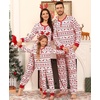 image:imageSWOMOG Matching Family Pajama Set Long Sleeve Christmas Pajama Button Down Holiday Sleepwear SetFlower Deer