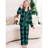 image:imageSWOMOG Matching Family Pajama Set Long Sleeve Christmas Pajama Button Down Holiday Sleepwear SetGreen Plaid