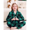 image:imageSWOMOG Matching Family Pajama Set Long Sleeve Christmas Pajama Button Down Holiday Sleepwear SetGreen Plaid