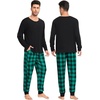 image:imageSWOMOG Matching Family Pajamas Christmas Pjs Long Sleeve Holiday Sleepwear Soft LoungewearGreen Plaid