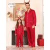 image:imageSWOMOG Matching Family Pajamas Set Women amp Men amp Kids Silk Satin Pjs 2 Pcs Long Sleeve Button Down Sleepwear with 2 PocketsAred