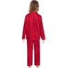 image:imageSWOMOG Matching Family Pajamas Set Women amp Men amp Kids Silk Satin Pjs 2 Pcs Long Sleeve Button Down Sleepwear with 2 PocketsAred