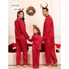 image:imageSWOMOG Matching Family Pajamas Set Women amp Men amp Kids Silk Satin Pjs 2 Pcs Long Sleeve Button Down Sleepwear with 2 PocketsAred