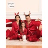 image:imageSWOMOG Matching Family Pajamas Set Women amp Men amp Kids Silk Satin Pjs 2 Pcs Long Sleeve Button Down Sleepwear with 2 PocketsAred
